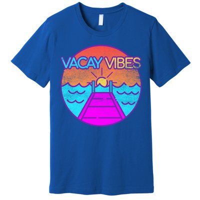 Vintage Vacay Summer Vacation Vibes Tee Beach Palms Cruise Great Gift Premium T-Shirt