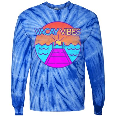 Vintage Vacay Summer Vacation Vibes Tee Beach Palms Cruise Great Gift Tie-Dye Long Sleeve Shirt