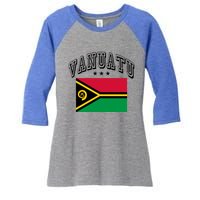 Vanuatu Vintage Throwback Flag Souvenir Gift Women's Tri-Blend 3/4-Sleeve Raglan Shirt