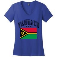 Vanuatu Vintage Throwback Flag Souvenir Gift Women's V-Neck T-Shirt