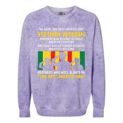 Vietnam Veteran The Best America Veteran Day Colorblast Crewneck Sweatshirt