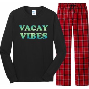 Vacay Vibes Tropical Beach Family Vacation Summer Graphic Gift Long Sleeve Pajama Set