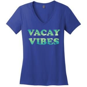 Vacay Vibes Tropical Beach Family Vacation Summer Graphic Gift Women's V-Neck T-Shirt