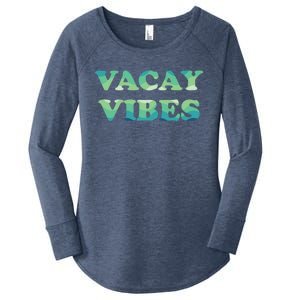 Vacay Vibes Tropical Beach Family Vacation Summer Graphic Gift Women's Perfect Tri Tunic Long Sleeve Shirt