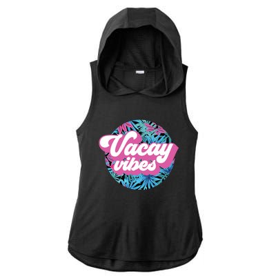 Vacay Vibes Tropical Palm Leaf Graphic Gift Ladies PosiCharge Tri-Blend Wicking Draft Hoodie Tank