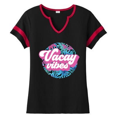 Vacay Vibes Tropical Palm Leaf Graphic Gift Ladies Halftime Notch Neck Tee