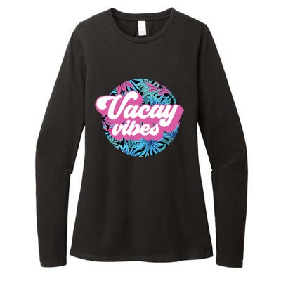 Vacay Vibes Tropical Palm Leaf Graphic Gift Womens CVC Long Sleeve Shirt