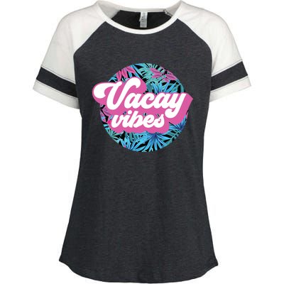 Vacay Vibes Tropical Palm Leaf Graphic Gift Enza Ladies Jersey Colorblock Tee