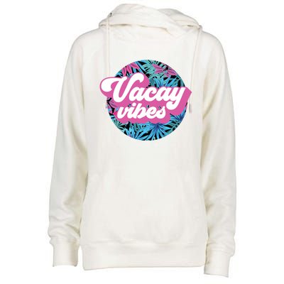 Vacay Vibes Tropical Palm Leaf Graphic Gift Womens Funnel Neck Pullover Hood