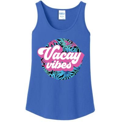 Vacay Vibes Tropical Palm Leaf Graphic Gift Ladies Essential Tank