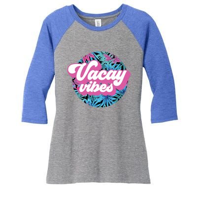 Vacay Vibes Tropical Palm Leaf Graphic Gift Women's Tri-Blend 3/4-Sleeve Raglan Shirt