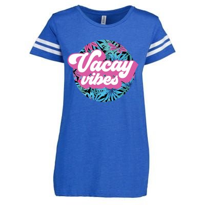 Vacay Vibes Tropical Palm Leaf Graphic Gift Enza Ladies Jersey Football T-Shirt