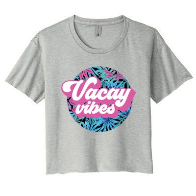 Vacay Vibes Tropical Palm Leaf Graphic Gift Women's Crop Top Tee