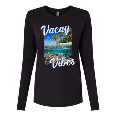 Vacay Vibes Tropical Island Beach Diving Snorkeling Vacation Gift Womens Cotton Relaxed Long Sleeve T-Shirt