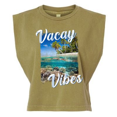 Vacay Vibes Tropical Island Beach Diving Snorkeling Vacation Gift Garment-Dyed Women's Muscle Tee