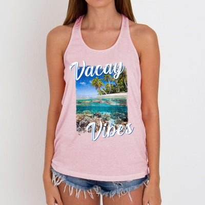 Vacay Vibes Tropical Island Beach Diving Snorkeling Vacation Gift Women's Knotted Racerback Tank