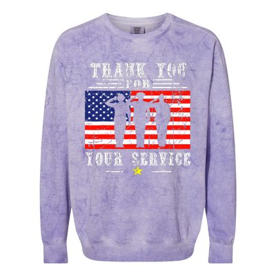 Vintage Veteran Thank You For Your Service Veterans Day Colorblast Crewneck Sweatshirt