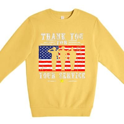 Vintage Veteran Thank You For Your Service Veterans Day Premium Crewneck Sweatshirt