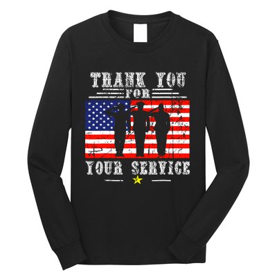 Vintage Veteran Thank You For Your Service Veterans Day Long Sleeve Shirt