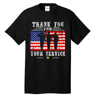 Vintage Veteran Thank You For Your Service Veterans Day Tall T-Shirt