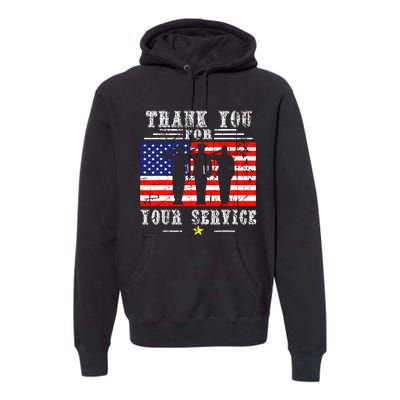 Vintage Veteran Thank You For Your Service Veterans Day Premium Hoodie