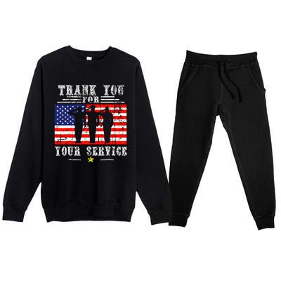 Vintage Veteran Thank You For Your Service Veterans Day Premium Crewneck Sweatsuit Set