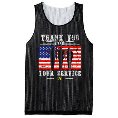 Vintage Veteran Thank You For Your Service Veterans Day Mesh Reversible Basketball Jersey Tank