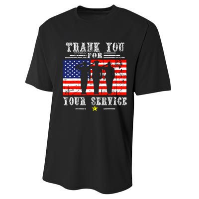 Vintage Veteran Thank You For Your Service Veterans Day Performance Sprint T-Shirt