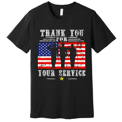 Vintage Veteran Thank You For Your Service Veterans Day Premium T-Shirt