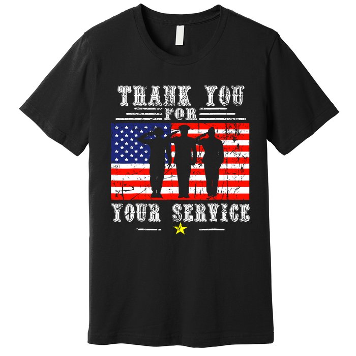 Vintage Veteran Thank You For Your Service Veterans Day Premium T-Shirt