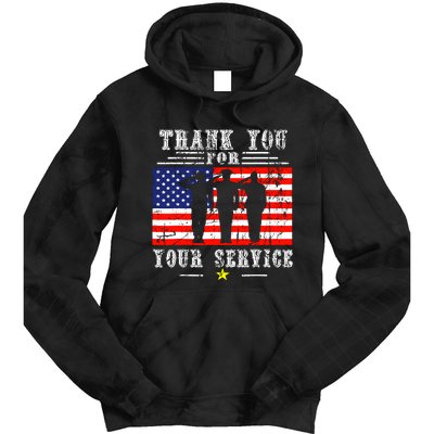 Vintage Veteran Thank You For Your Service Veterans Day Tie Dye Hoodie