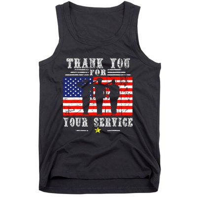 Vintage Veteran Thank You For Your Service Veterans Day Tank Top