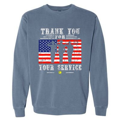 Vintage Veteran Thank You For Your Service Veterans Day Garment-Dyed Sweatshirt