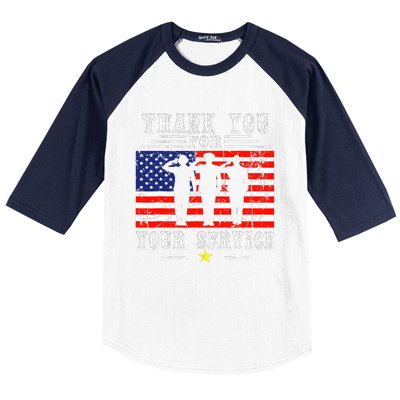 Vintage Veteran Thank You For Your Service Veterans Day Baseball Sleeve Shirt