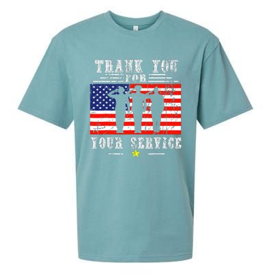 Vintage Veteran Thank You For Your Service Veterans Day Sueded Cloud Jersey T-Shirt