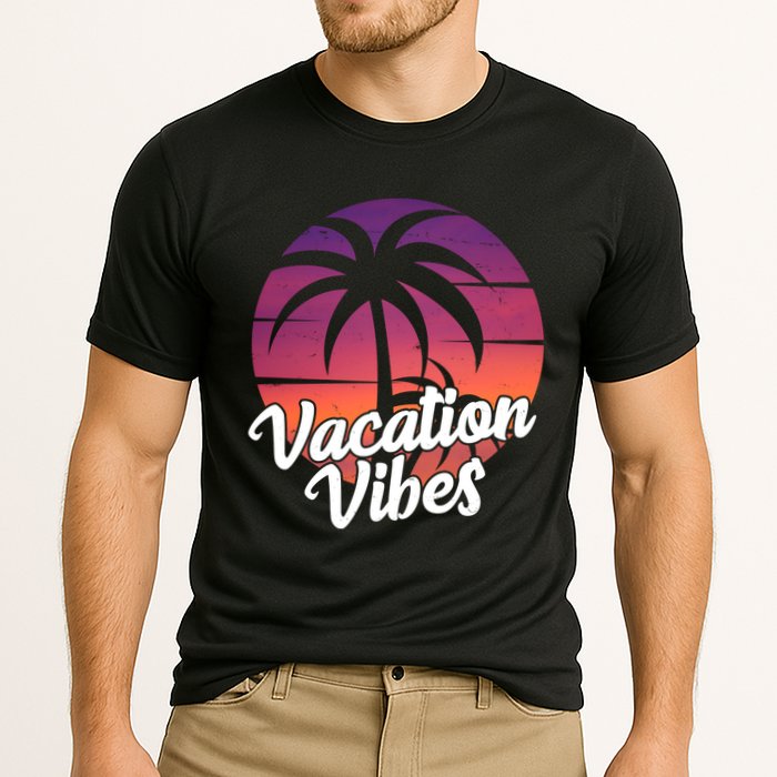 Vacation Vibes Tropical Retro Sunset Cooling Performance Crew T-Shirt