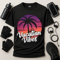 Vacation Vibes Tropical Retro Sunset Cooling Performance Crew T-Shirt