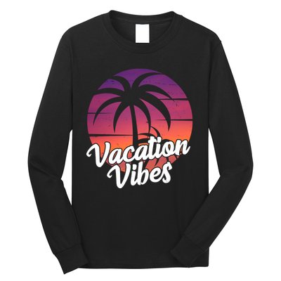Vacation Vibes Tropical Retro Sunset Long Sleeve Shirt