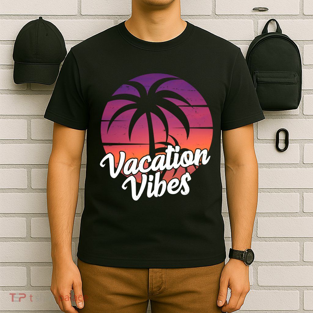 Vacation Vibes Tropical Retro Sunset T-Shirt