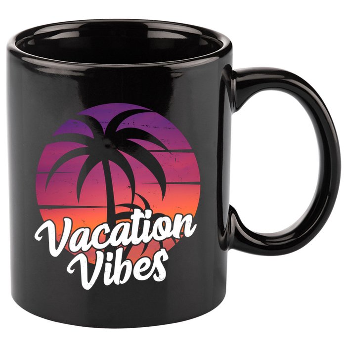Vacation Vibes Tropical Retro Sunset 11oz C Handle Ceramic Mug