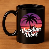 Vacation Vibes Tropical Retro Sunset 11oz C Handle Ceramic Mug