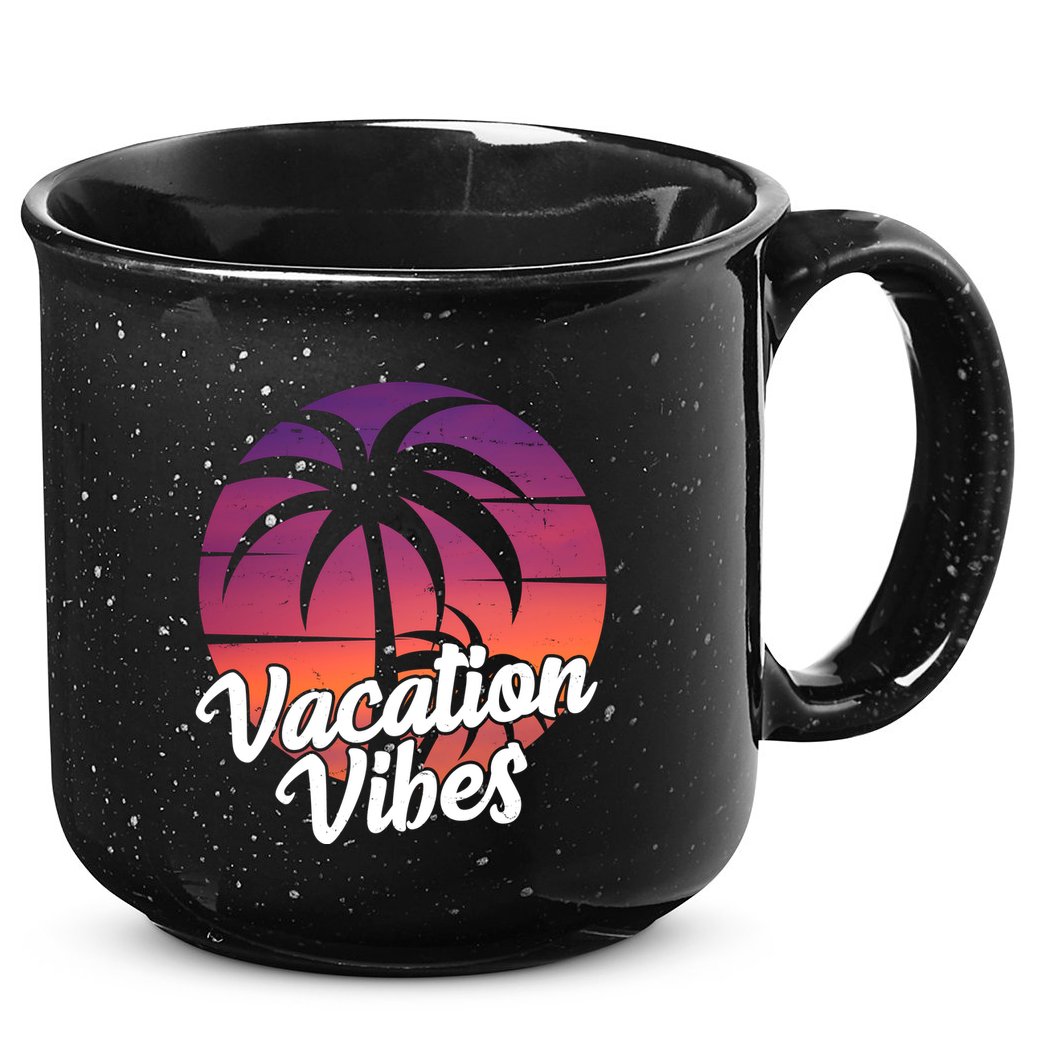 Vacation Vibes Tropical Retro Sunset 15oz Campfire Ceramic Mug