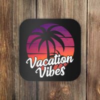 Vacation Vibes Tropical Retro Sunset Coaster