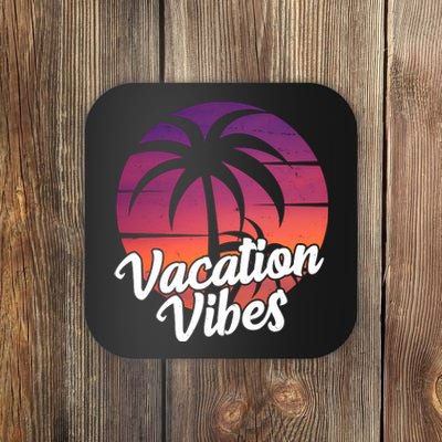 Vacation Vibes Tropical Retro Sunset Coaster