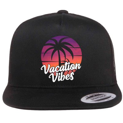 Vacation Vibes Tropical Retro Sunset Flatbill Hat