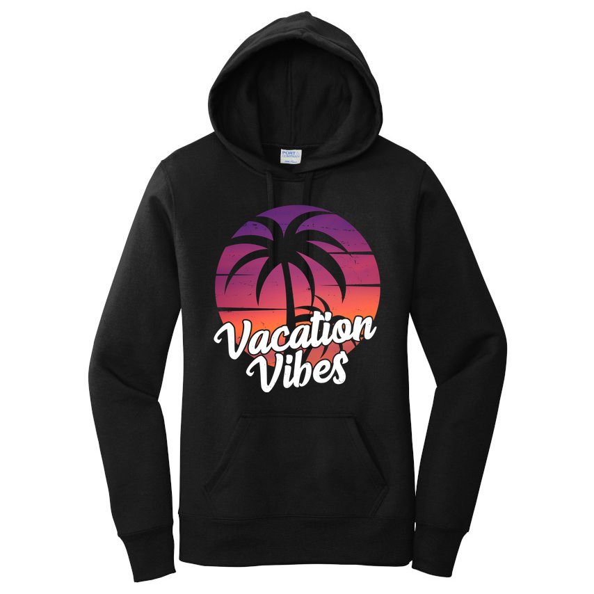 Vacation Vibes Tropical Retro Sunset Women's Pullover Hoodie