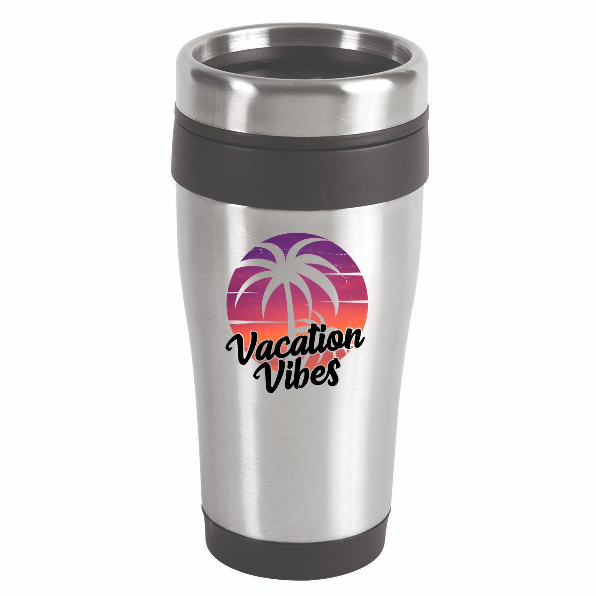 Vacation Vibes Tropical Retro Sunset 16oz Travel Tumbler