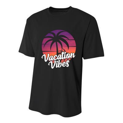 Vacation Vibes Tropical Retro Sunset Youth Performance Sprint T-Shirt