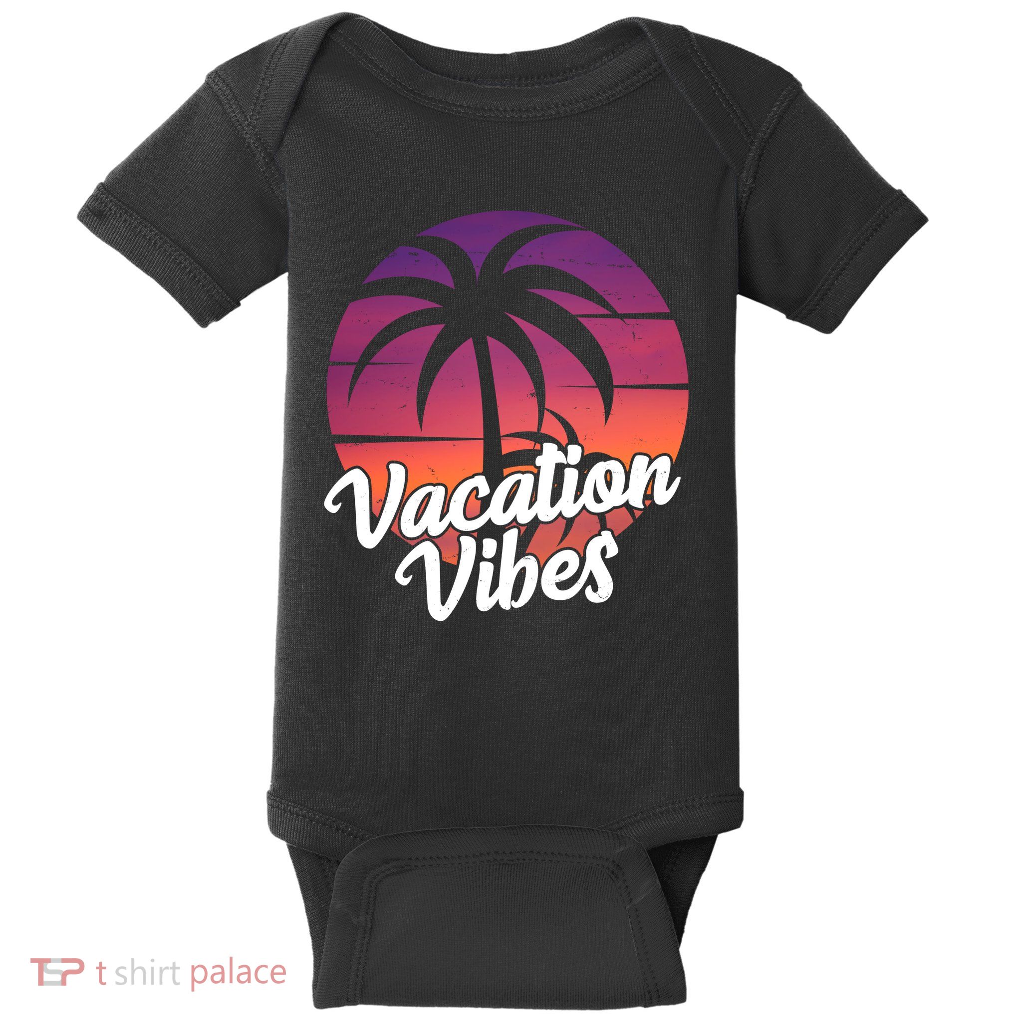 Vacation Vibes Tropical Retro Sunset Baby Bodysuit