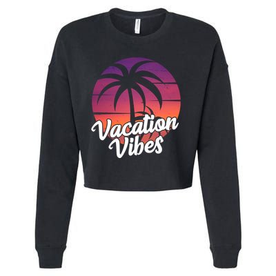 Vacation Vibes Tropical Retro Sunset Cropped Pullover Crew